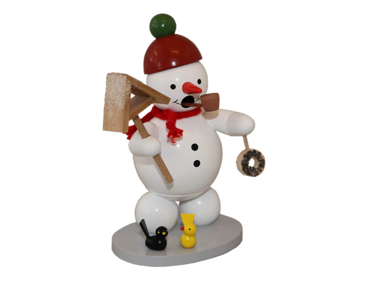 Smoking man snowman with birdhouse, 12 cm by Ralf Zenker