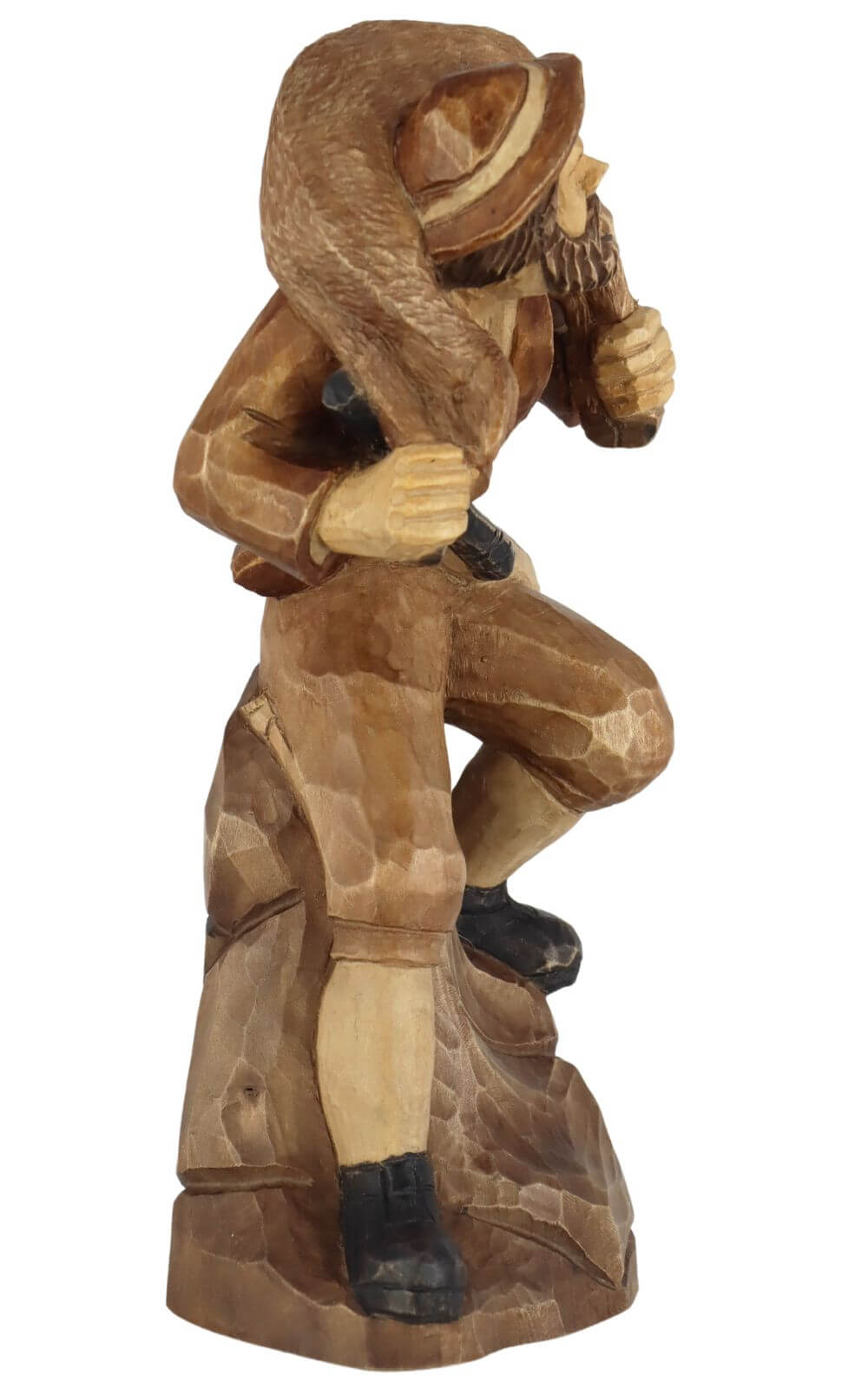 Poacher with deer, carved, stained, 12 cm by Schnitzkunst aus dem Erzgebirge_2