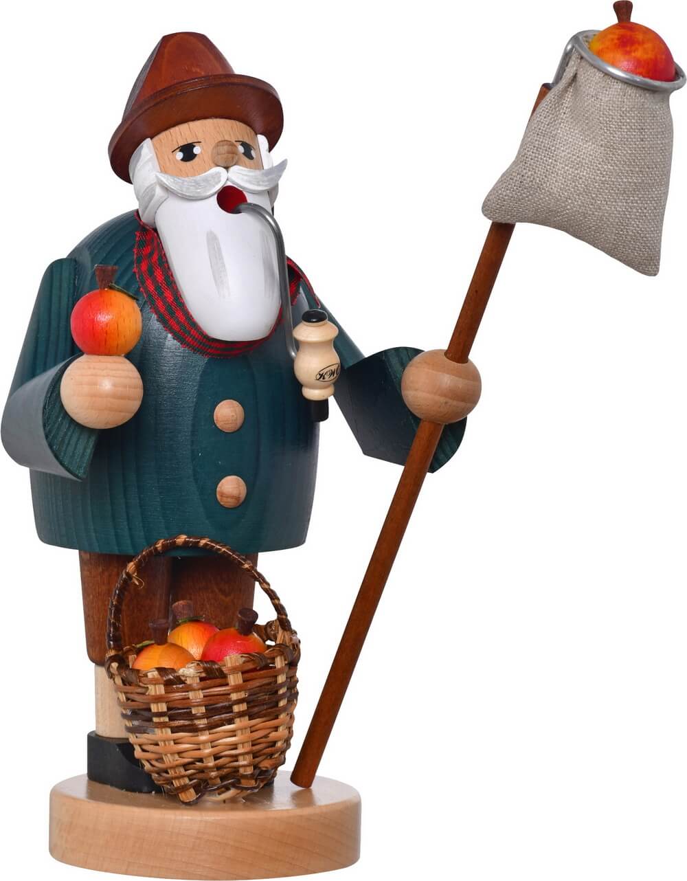 Smoking man apple picker, 19 cm, colored by KWO