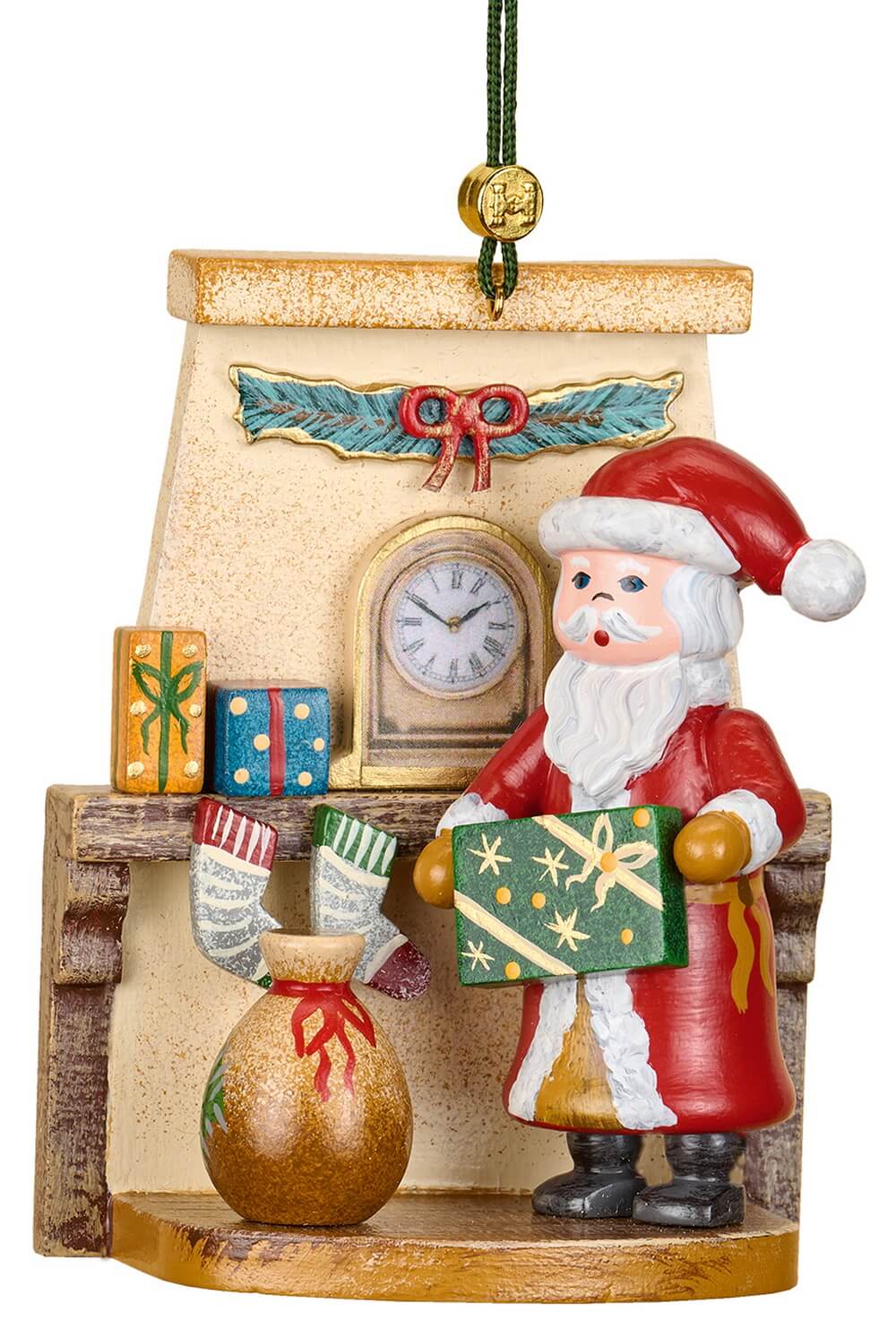 Christmas tree decorations Santa Claus with presents to hang by Hubrig folk art