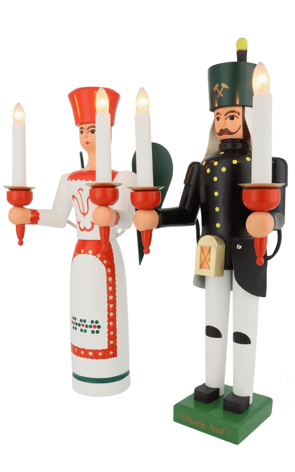 Angel and Miner, 38 cm, Electrically Illuminated, by SEIFFEN.COM