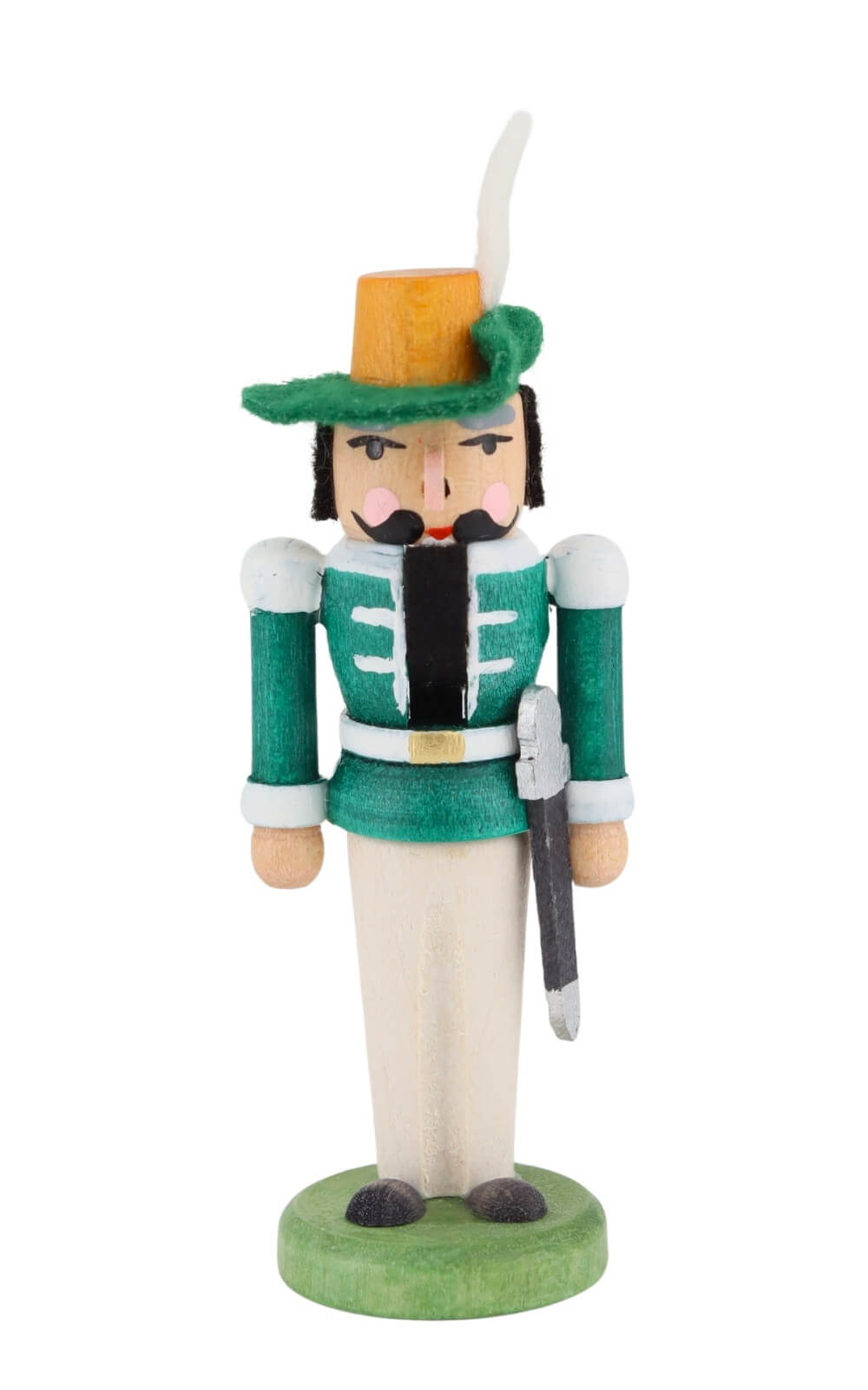Miniature Nutcracker Musketeer, green, 8 cm / 3,2 inches from SEIFFEN.COM
