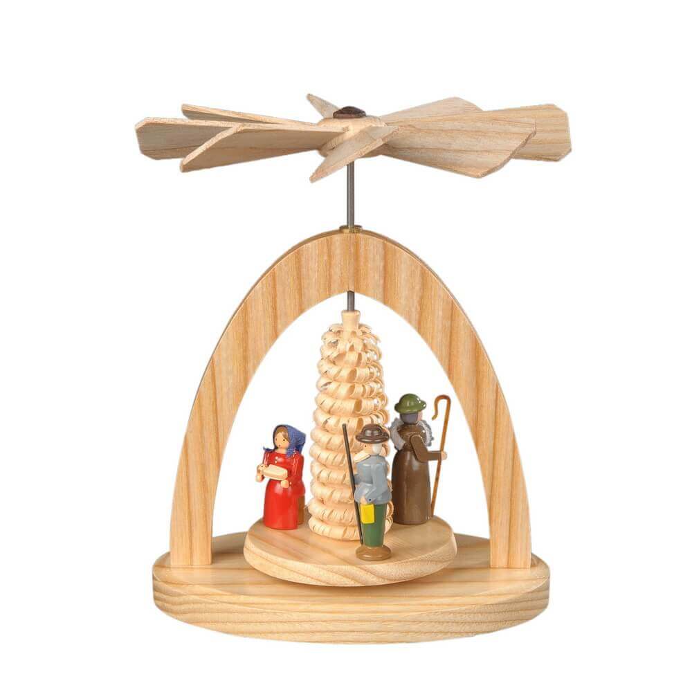 Christmas pyramid - Warming game Holy Family with shepherd by Albin Preißler