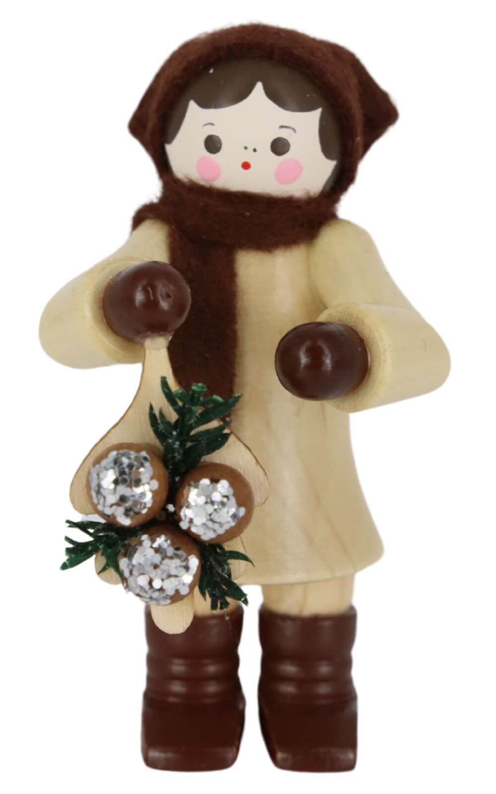 Miniature woman with tree decoration, natural, 6 cm by Romy Thiel