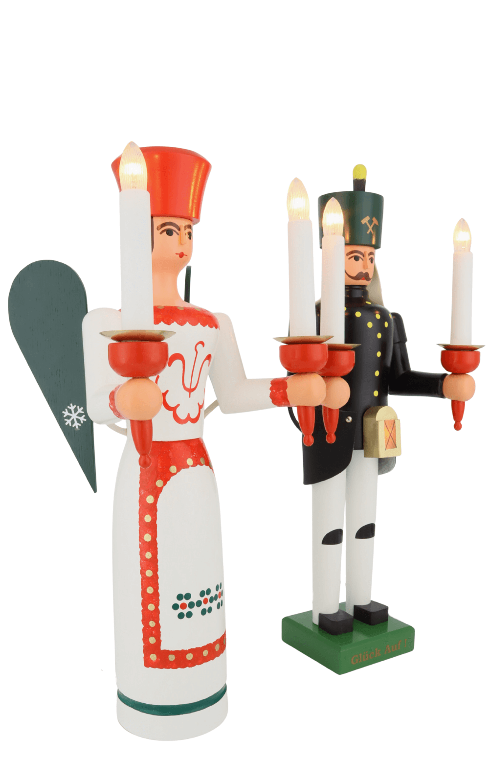Angel and Miner, 38 cm, Electrically Illuminated, by SEIFFEN.COM