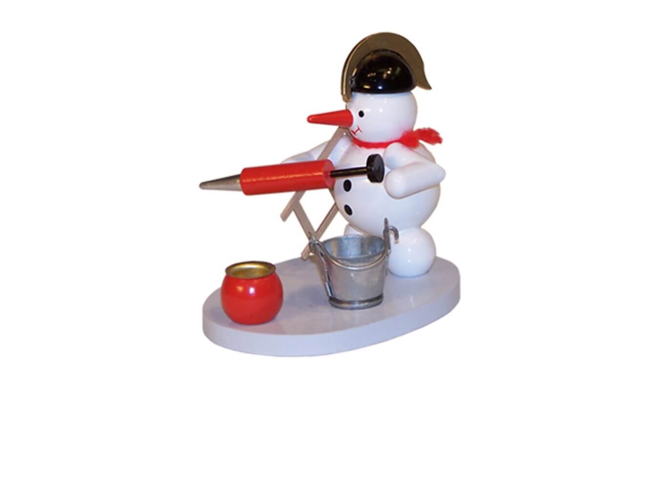 Candle holder snowman fire department, coloured, 8 cm by Ralf Zenker