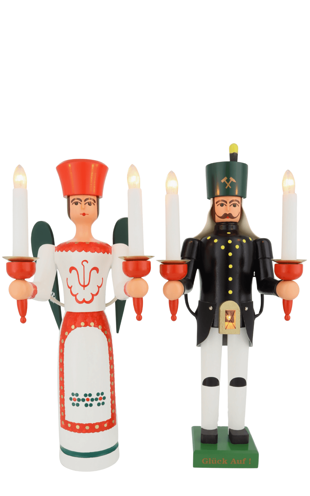 Angel and Miner, 38 cm, Electrically Illuminated, by SEIFFEN.COM