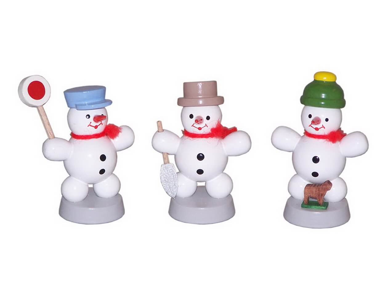 Miniature snowman trio II, colored, 5 cm by Ralf Zenker