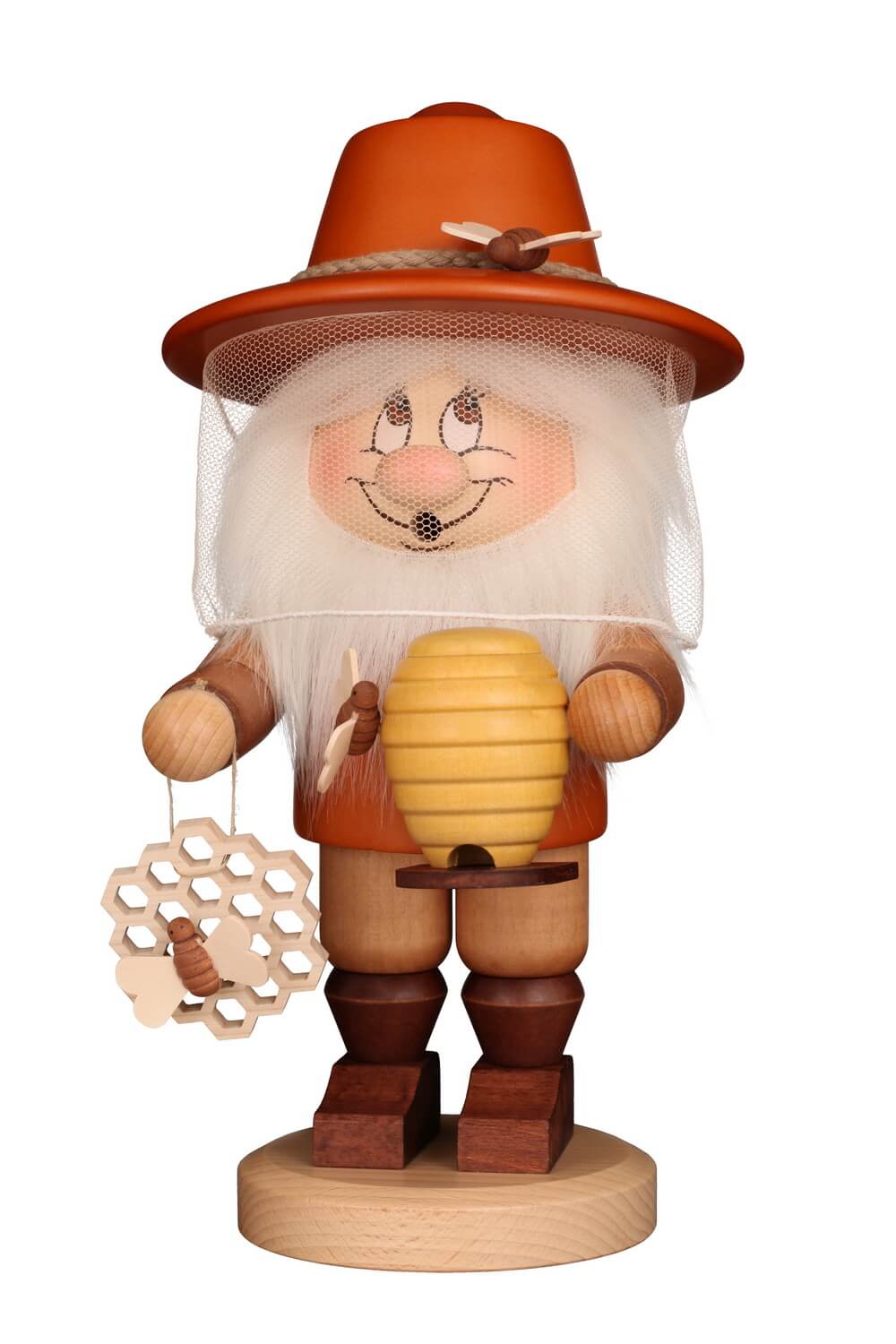German Incense Smoker Beekeeper Gnome, 11.8 inch, 17 cm by Christian Ulbricht, Made in Germany