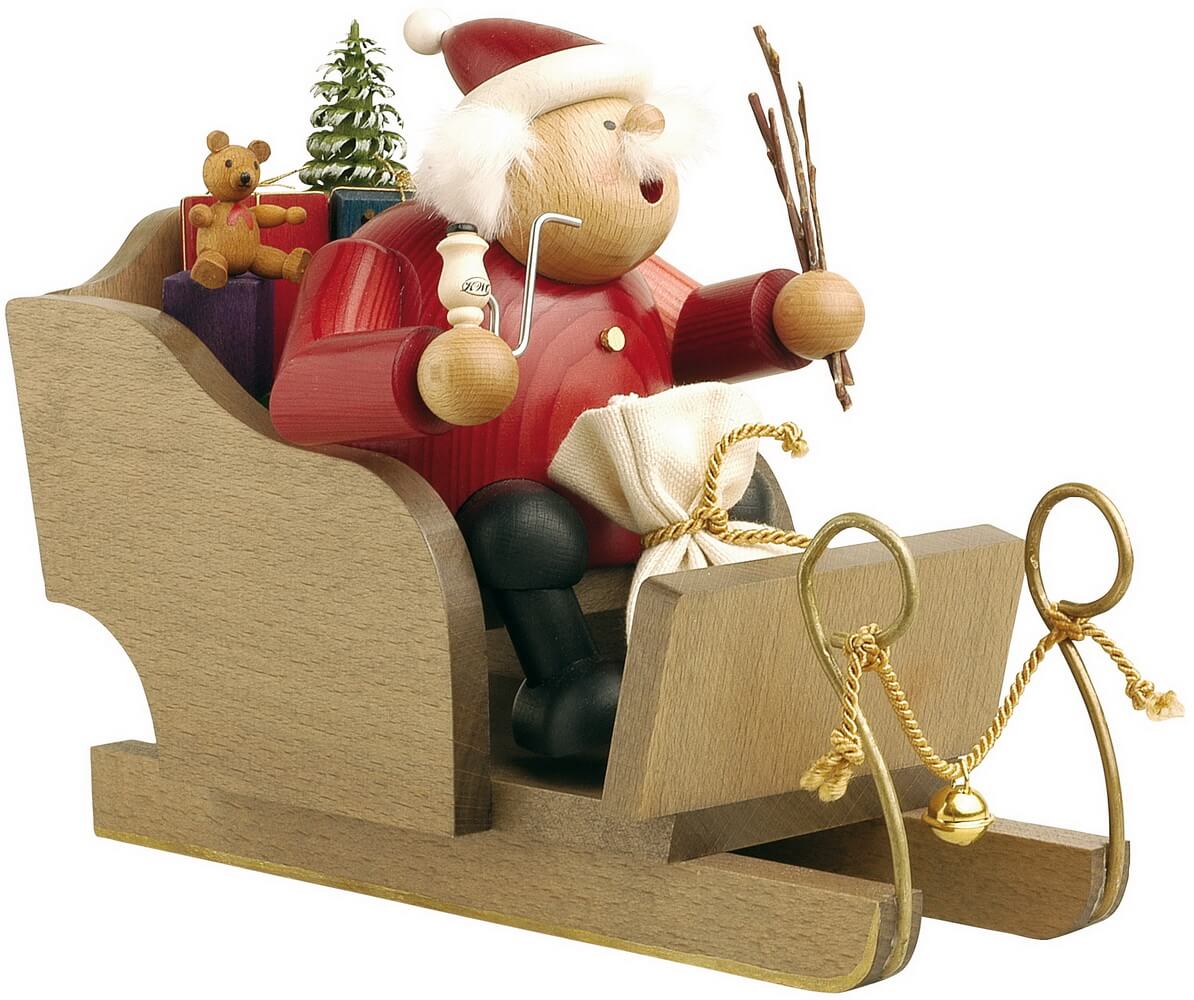 Smoking man Santa Claus in a sleigh, 18 cm by KWO