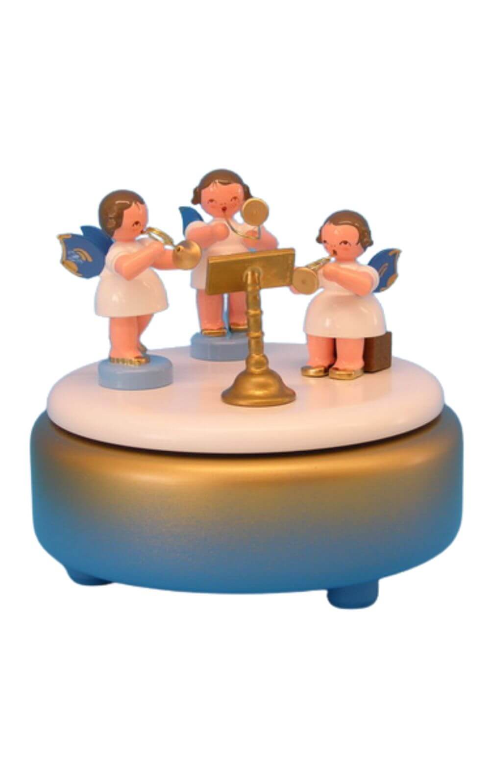 Musical clock with 3 angels and music stand, 12 cm by Figurenland Uhlig GmbH
