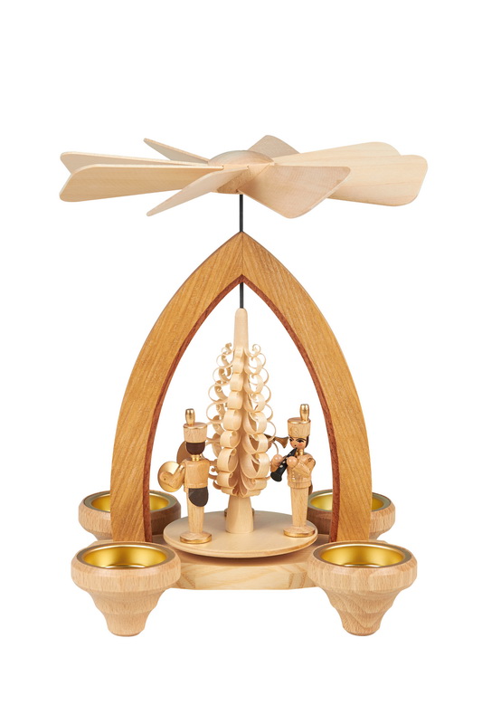 Christmas pyramid for tea lights miners, 26 cm by Heinz Lorenz