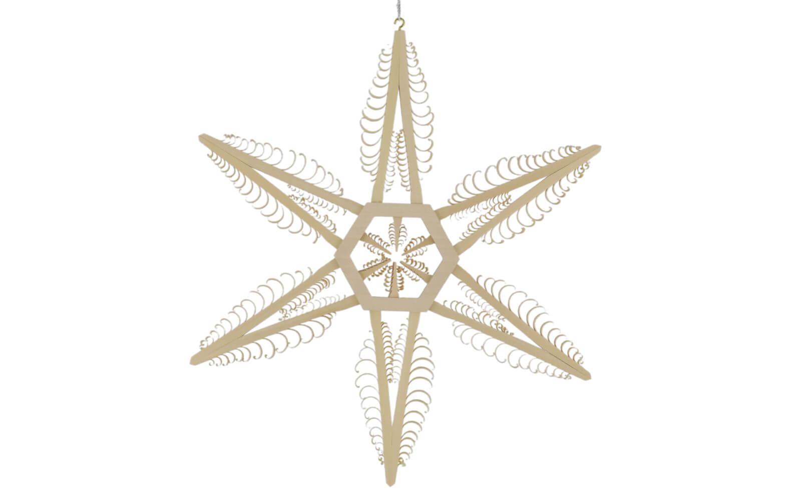 Window decoration wooden star with 2-sided engraved strips by Martina Rudolph