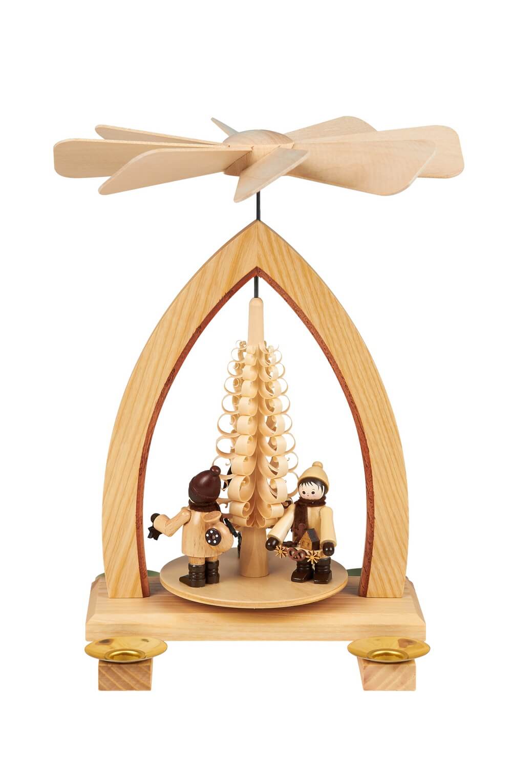 Christmas pyramid with Striezelkinder, natural, 26 cm by Heinz Lorenz