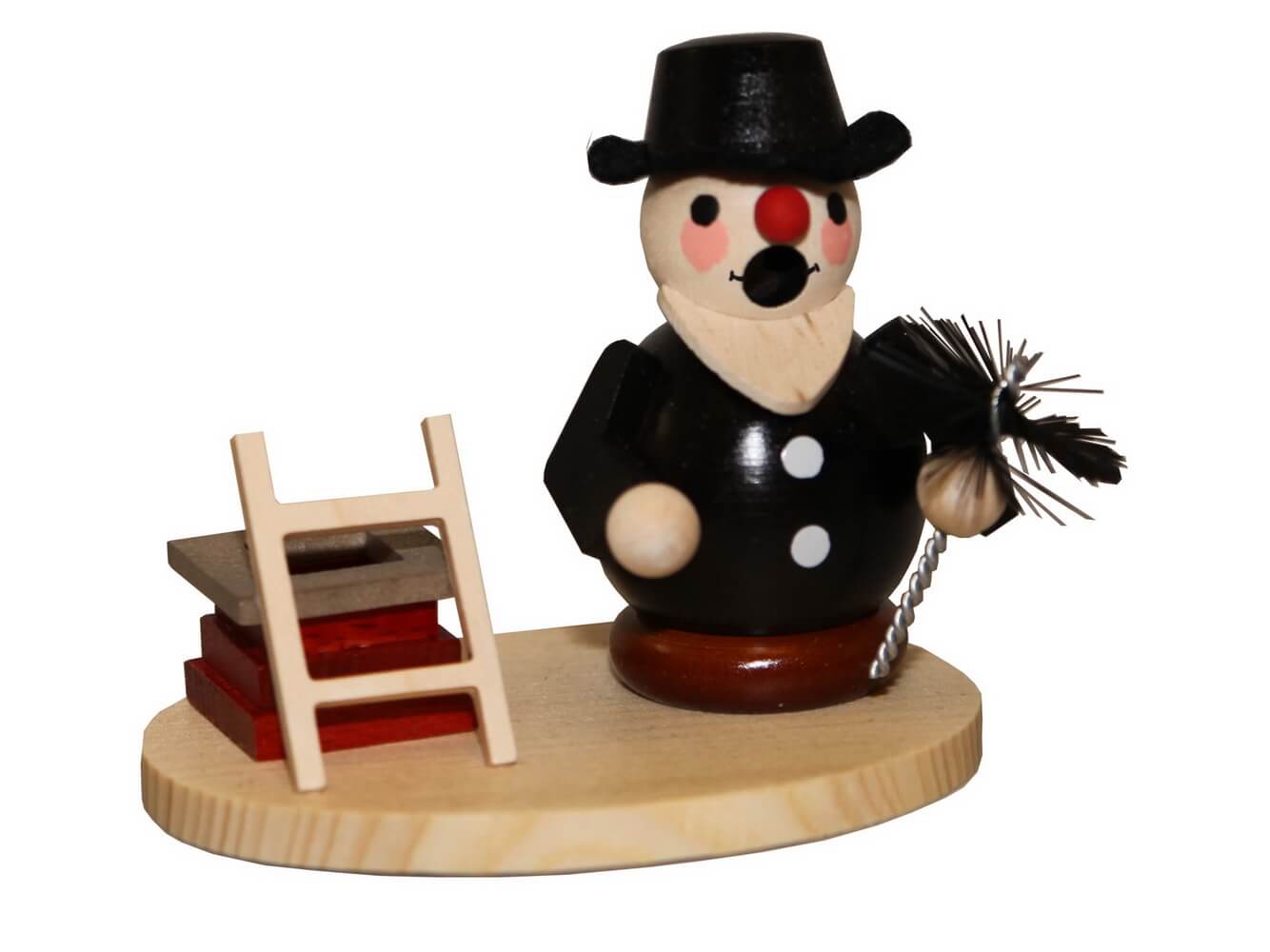Smoking man chimney sweep with ladder, 8 cm by Ralf Zenker