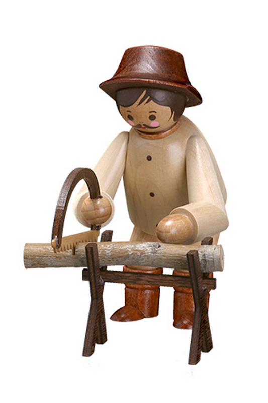 Woodman with sawhorse, 11 cm by Romy Thiel