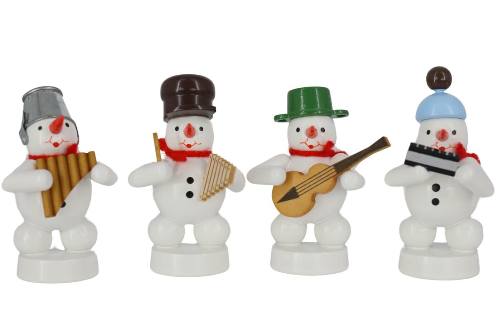 Miniature snowman band with pan flute, harmonica, guitar, xylophone by Ralf Zenker
