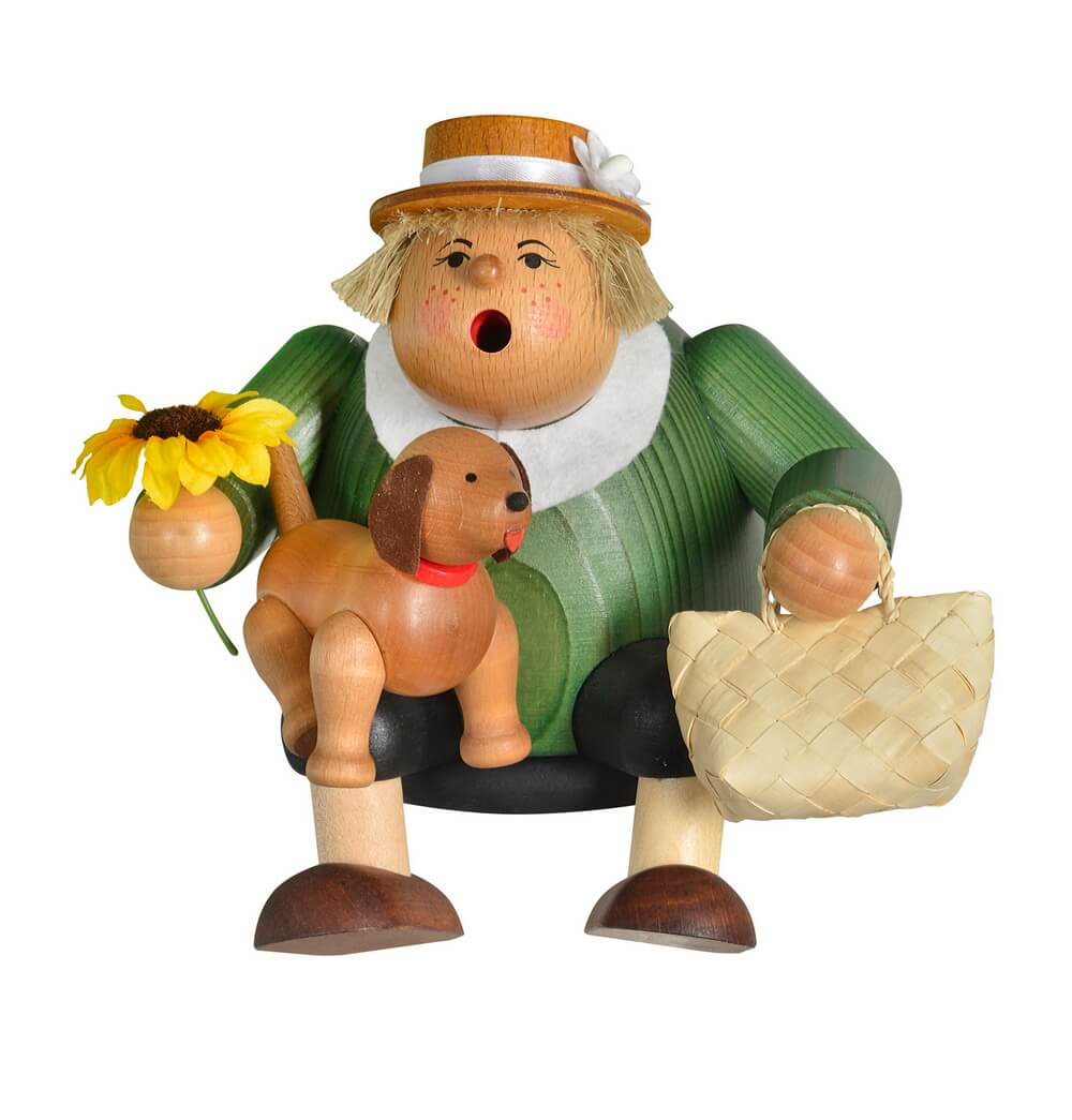 Smoking man edge stool dog friend, 15 cm by KWO