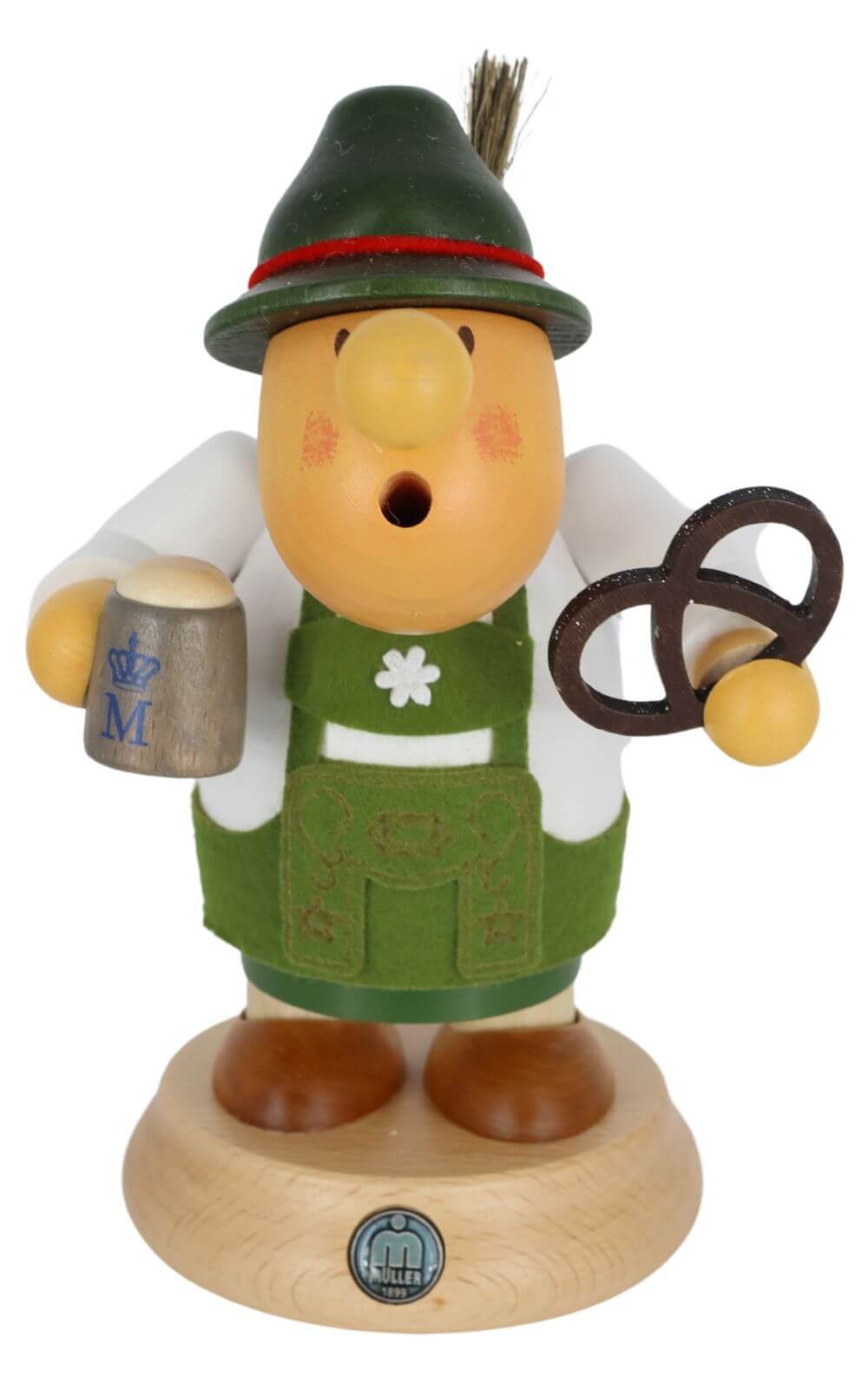 Smoking man Müllerchen® Bavarian in traditional costume by Müller Kleinkunst_1