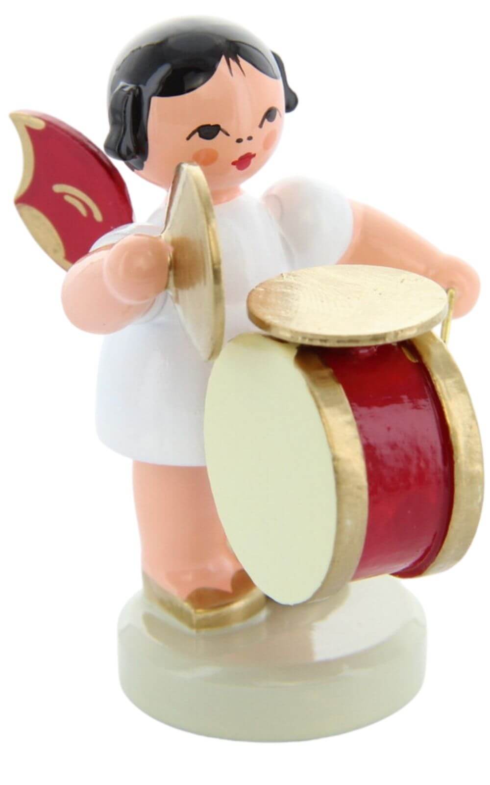 Christmas angel with belly drum, cymbal and red wings by Figurenland Uhlig GmbH